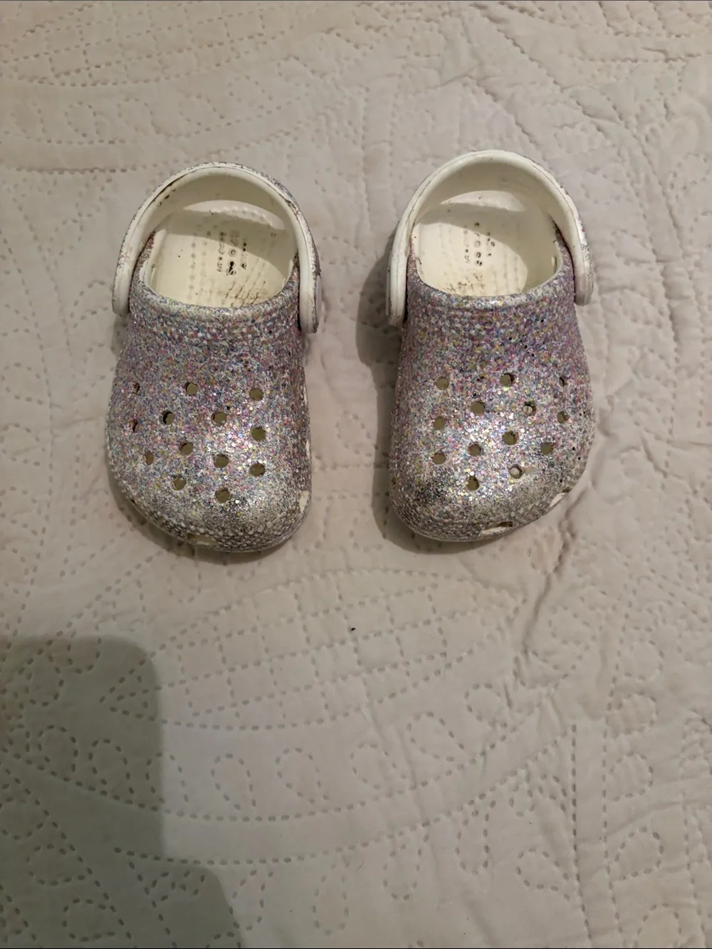 Kids Glitter Crocs - Silver Multicolor